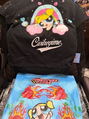 Civil Regime Black Powerpuff Girls Shirt with black net sleeves